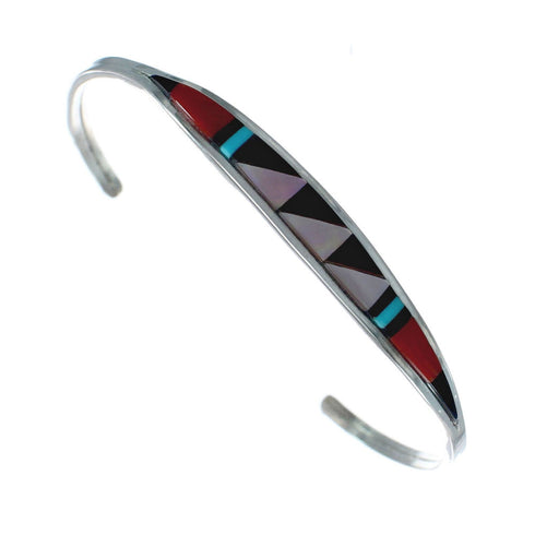 Zuni Multicolor Inlay Sterling Silver Cuff Bracelet NN20132